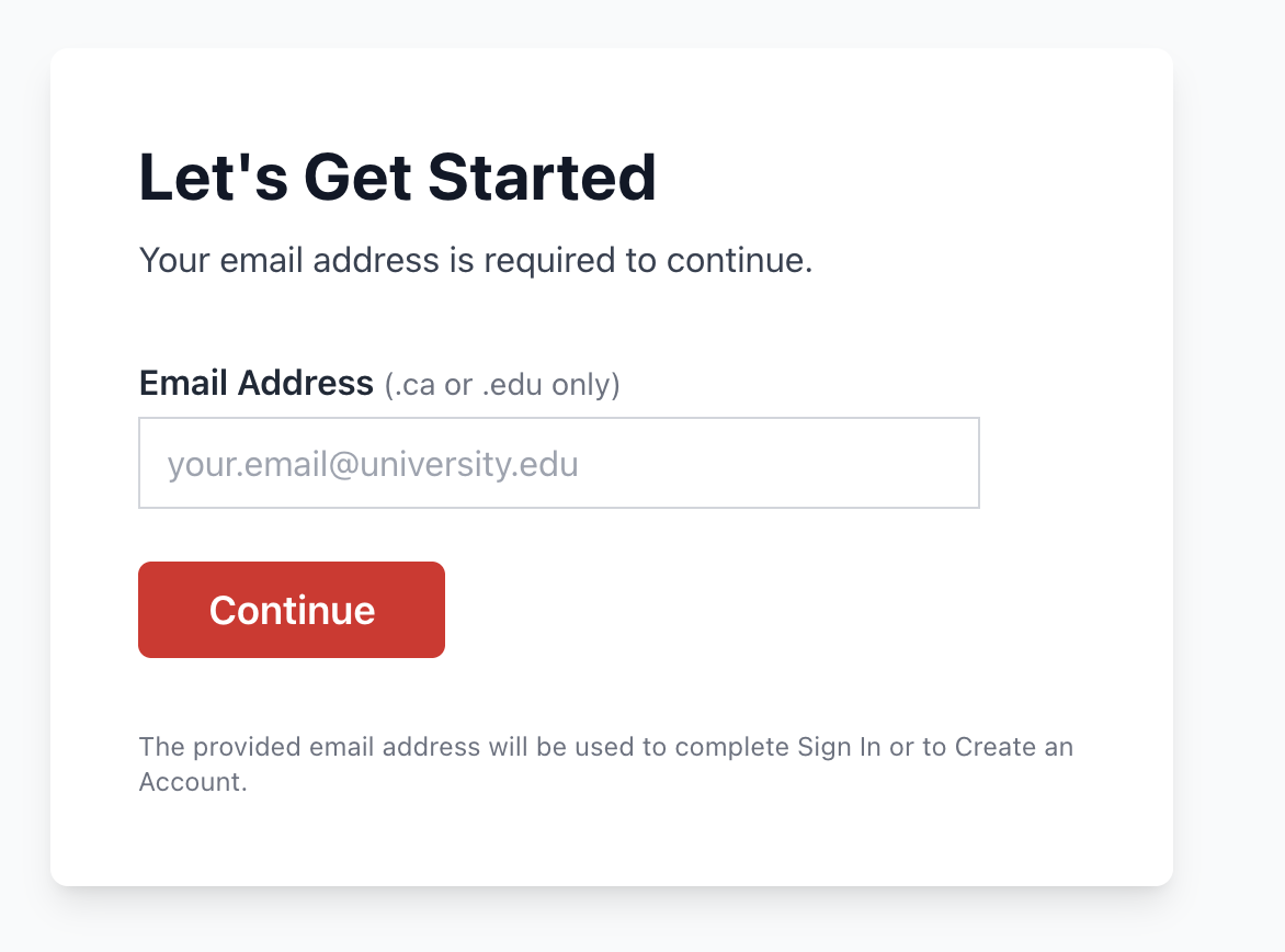 Showroom welcome screen inviting an instructor to begin creating an account